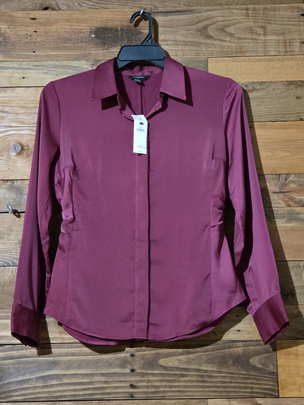 NWT Banana Republic $70 MSRP Side Ruched Burgundy Blouse Career Office Size 8